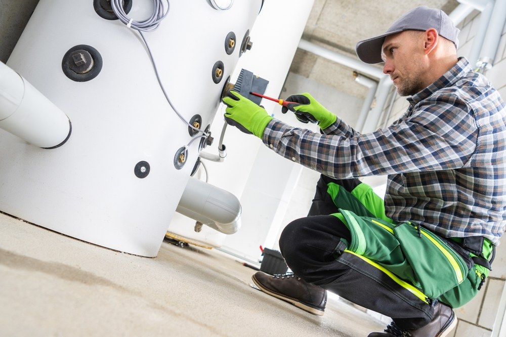 Water heater installed in a utility space