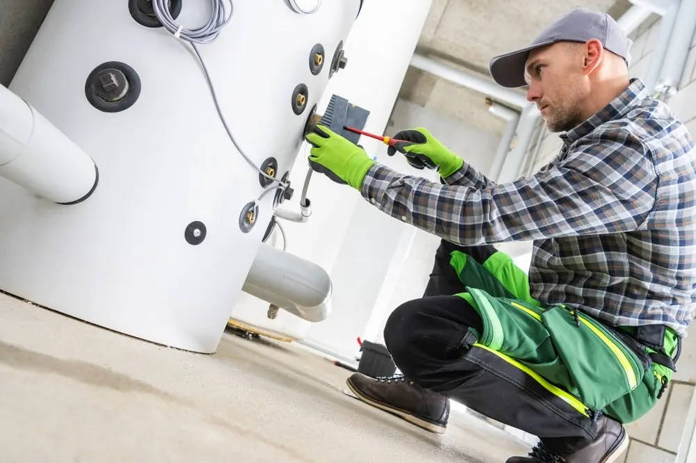 Water heater installed in a utility space